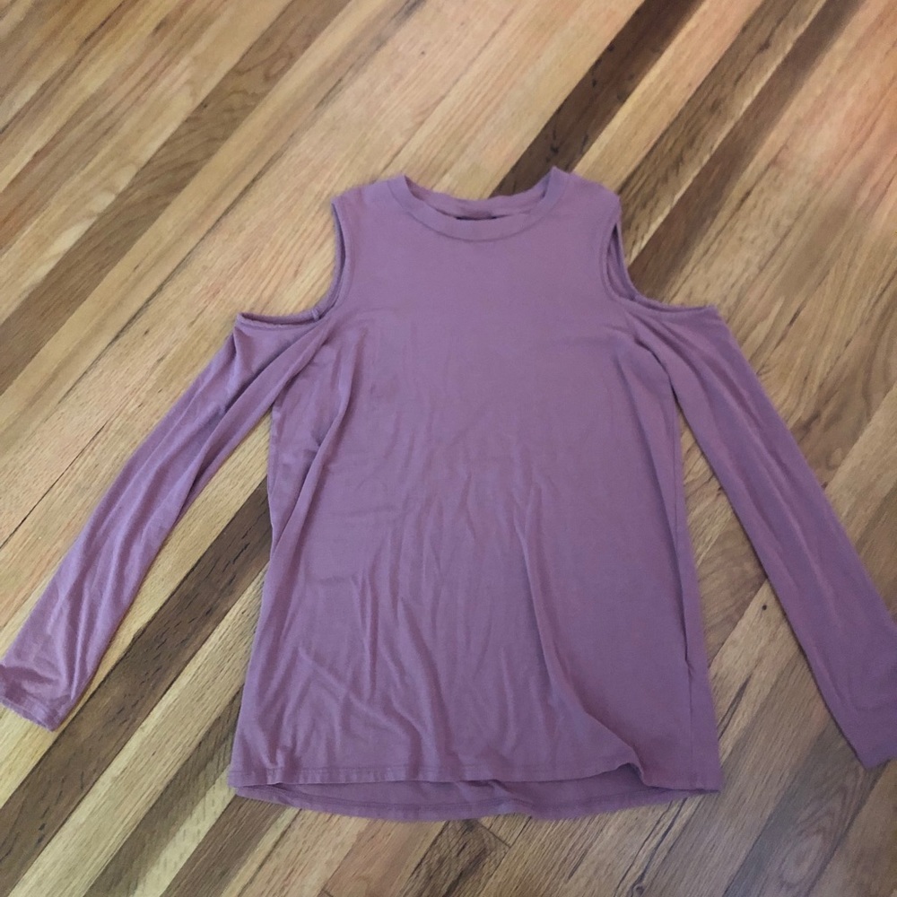 Purple cold shoulder top